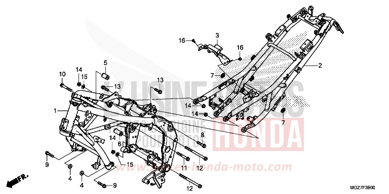 FRAME BODY for CB500X ABS CANDY RUBY RED (R4) from 2014